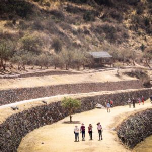 Impresionantes terrazas agrícolas circulares en el centro arqueológico de Pisac.